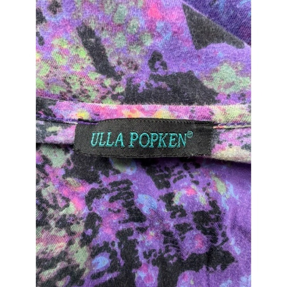 Ulla Popken Top Purple Pink Abstract Acid Wash Distressed Grunge Festival Tee